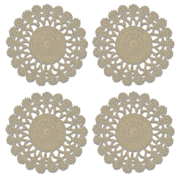 Heritage Lace 8 in. Crochet Envy Lacy Round Doily - Natural - Set of 4 CEL-0800NA-S - main